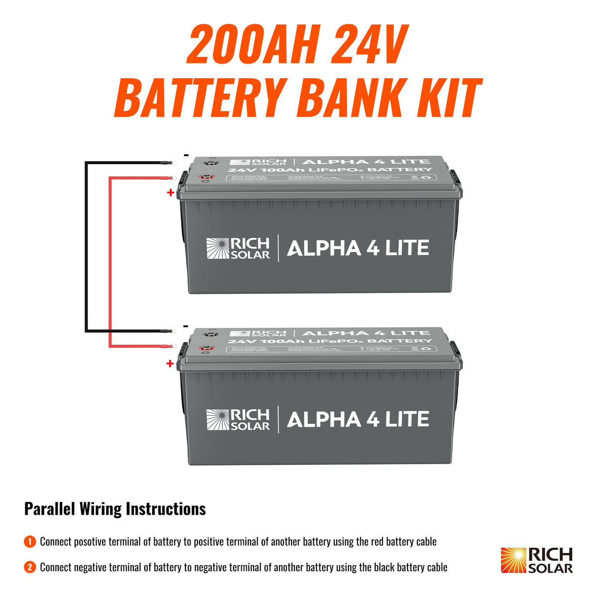 24V 200Ah LiFePO4 Battery Bank – 5.12kWh
