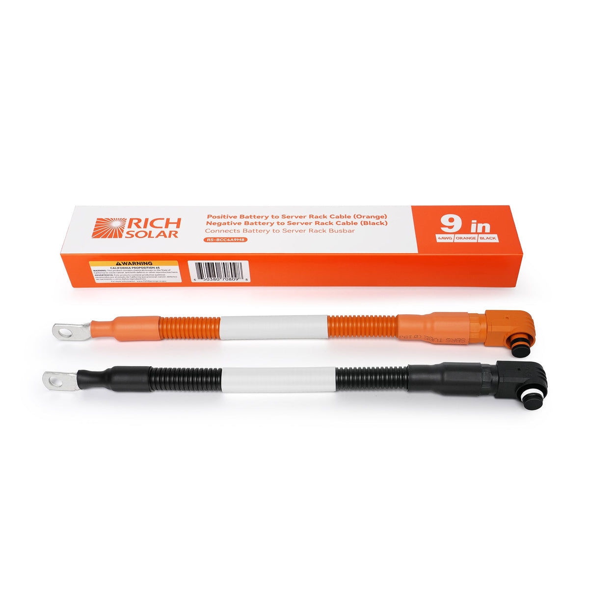 4 AWG 5/16" Battery Cable Pair | 1 FT Orange & Black Pure Copper Cables for ALPHA 5 PRO Server Rack Battery