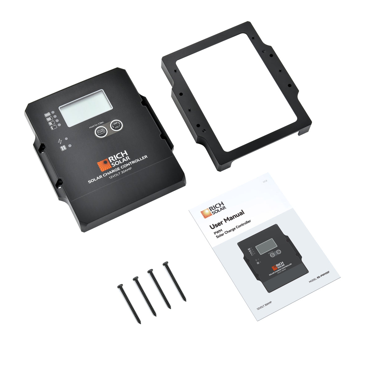 30A 12V PWM Solar Charge Controller – Negative Ground