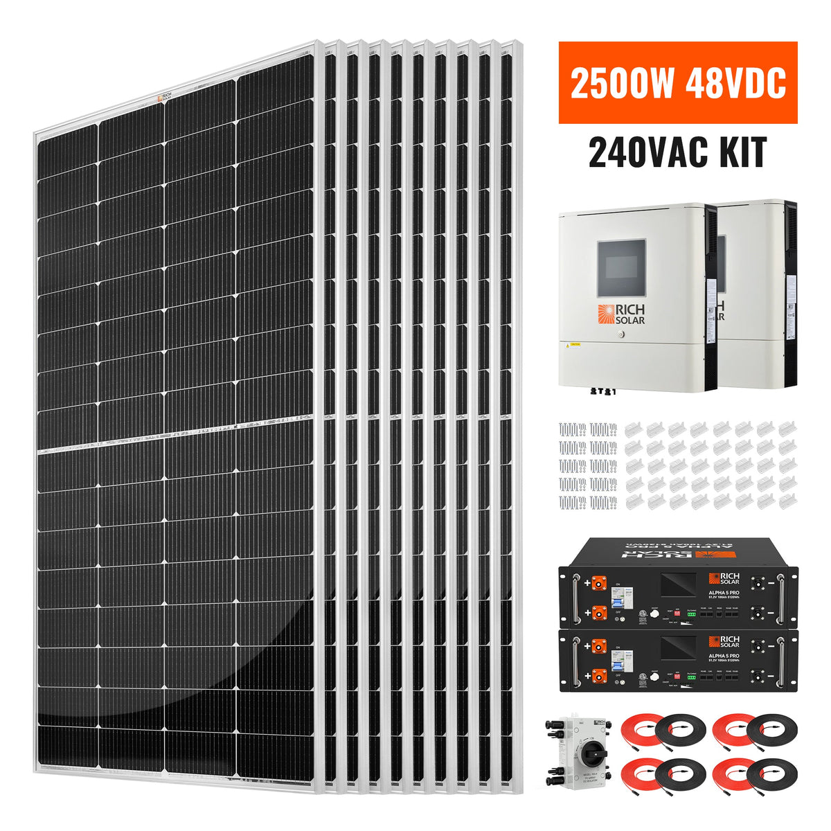 2500W 48VDC-240VAC Solar Kit