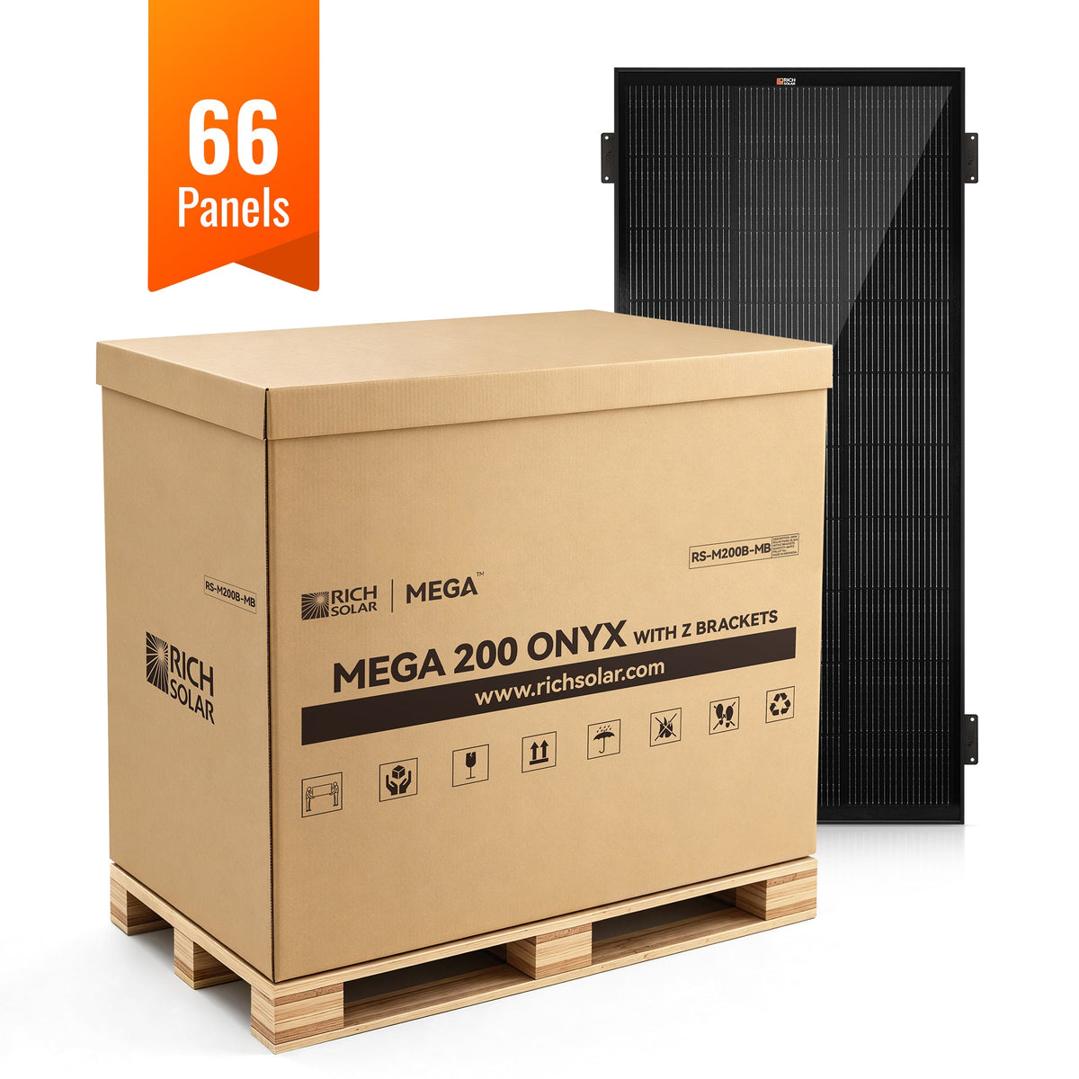 MEGA 200 Onyx – 200W 12V Black Solar Panel with 3/4 Z-Brackets