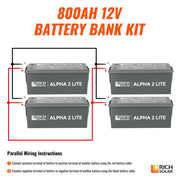 12V 800Ah LiFePO4 Battery Bank – 10.24kWh
