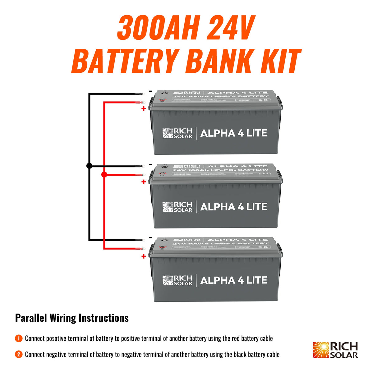 24V 300Ah LiFePO4 Battery Bank – 7.68kWh
