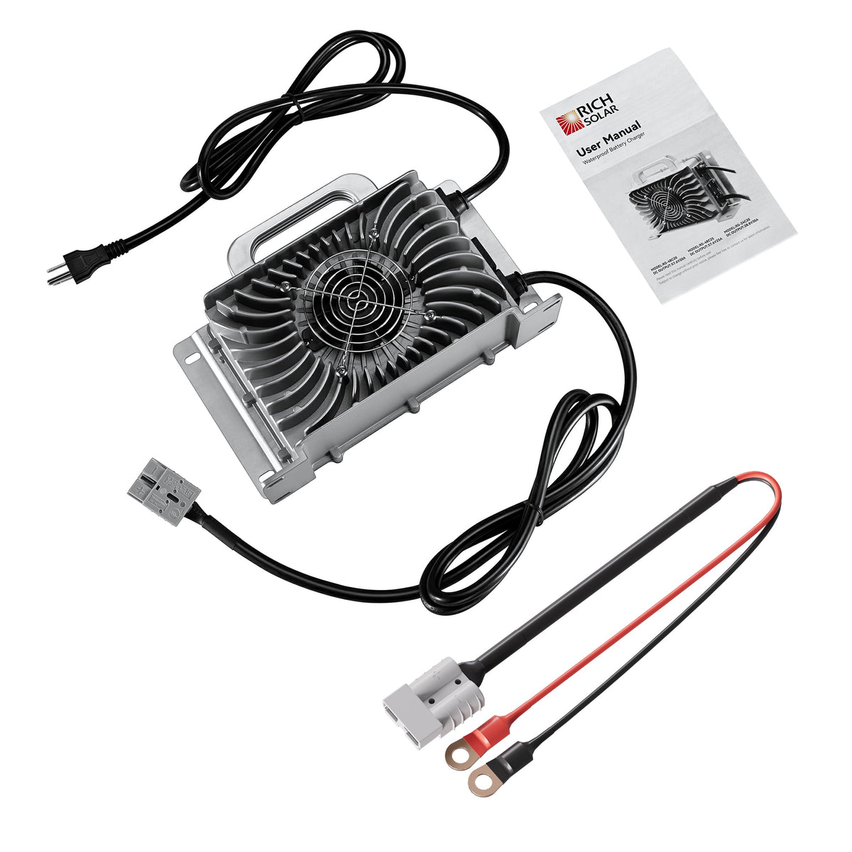 48V (57.6V) Waterproof LiFePO4 Charger | 20A / 25A,  100-240V AC, 8-in-1 Protection, Fan-Cooled