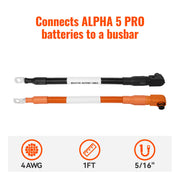 4 AWG 5/16" Battery Cable Pair | 1 FT Orange & Black Pure Copper Cables for ALPHA 5 PRO Server Rack Battery