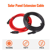 10 AWG Solar Panel Extension Cable Pair – Red & Black