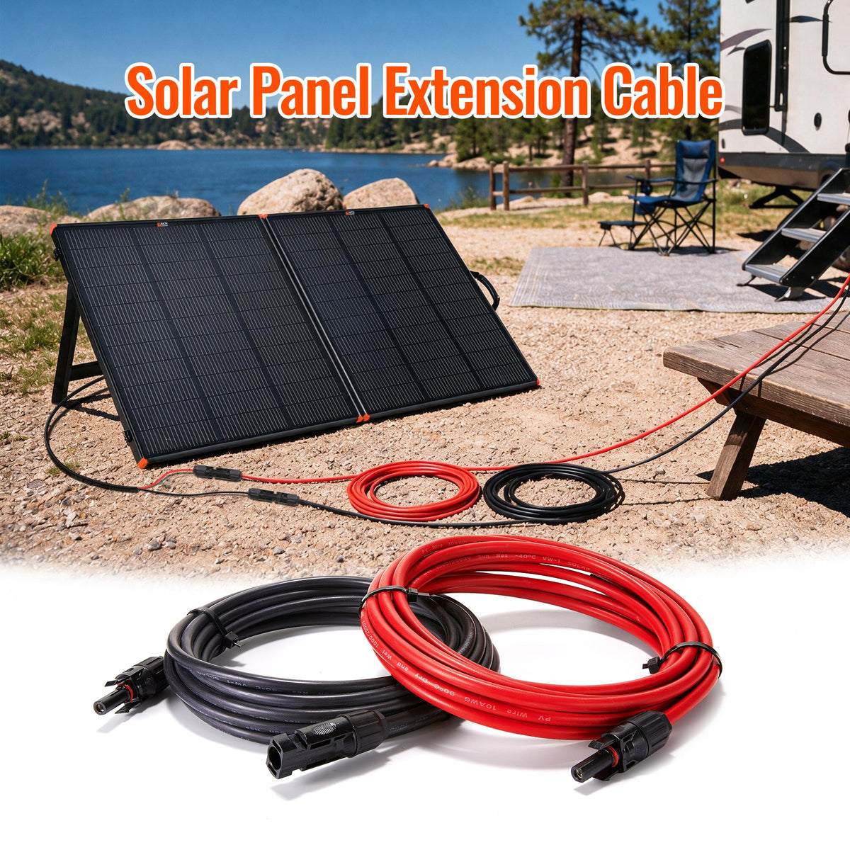 10 AWG Solar Panel Extension Cable Pair – Red & Black