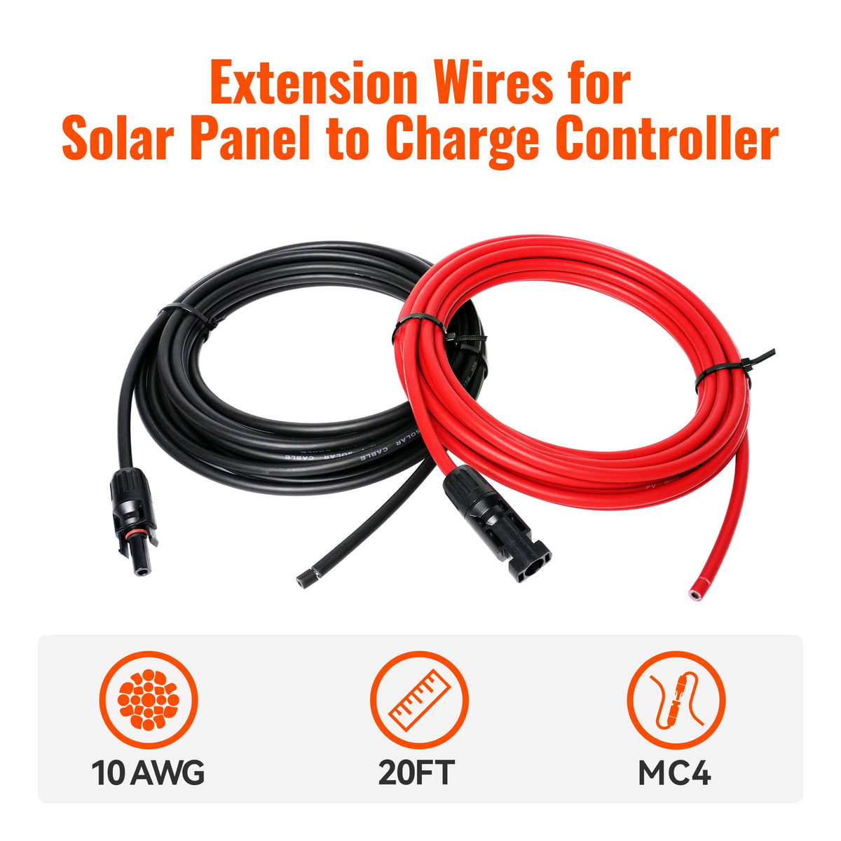 10 AWG Solar Panel to Charge Controller Cable