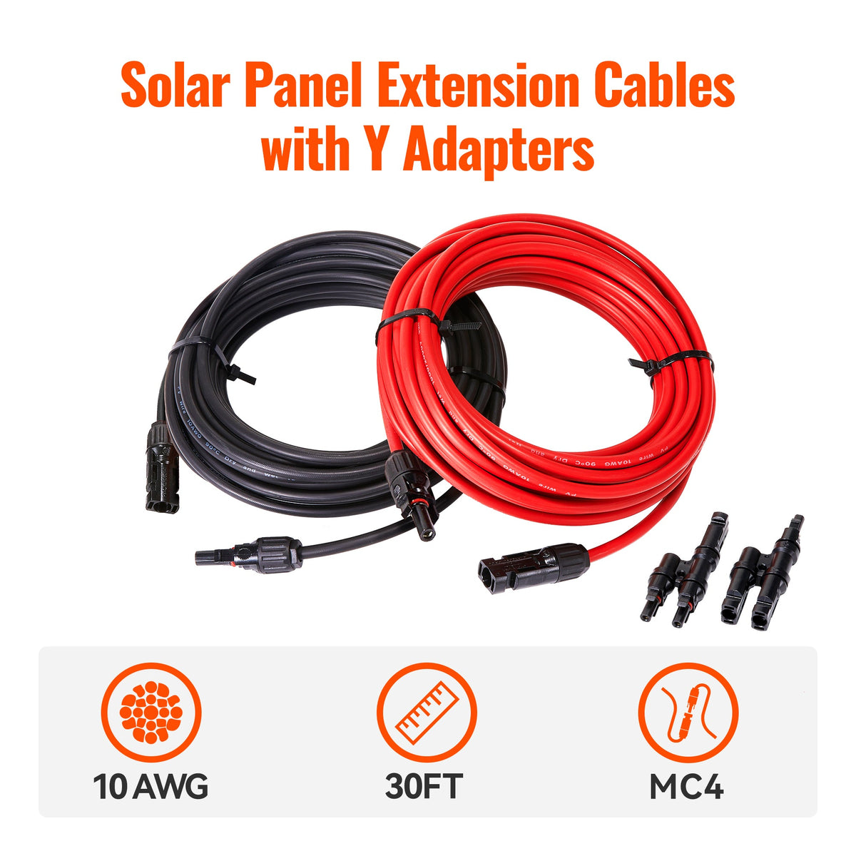 10 AWG Solar Extension Cable with Parallel Connectors