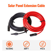 10 AWG Solar Panel Extension Cable Pair – Red & Black