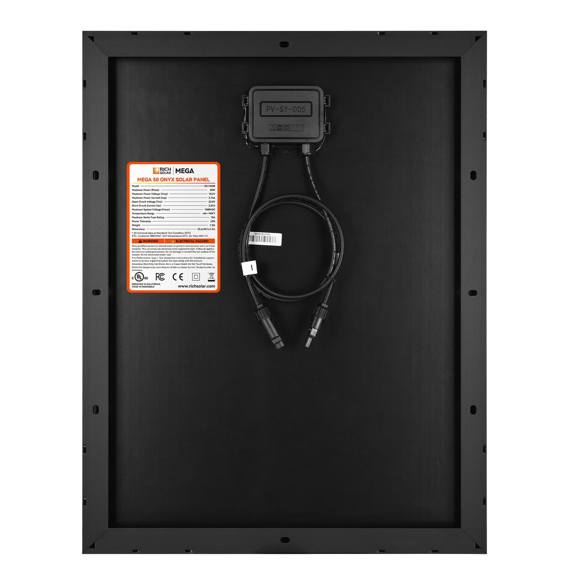 MEGA 50 Onyx – 50W 12V All-Black Solar Panel