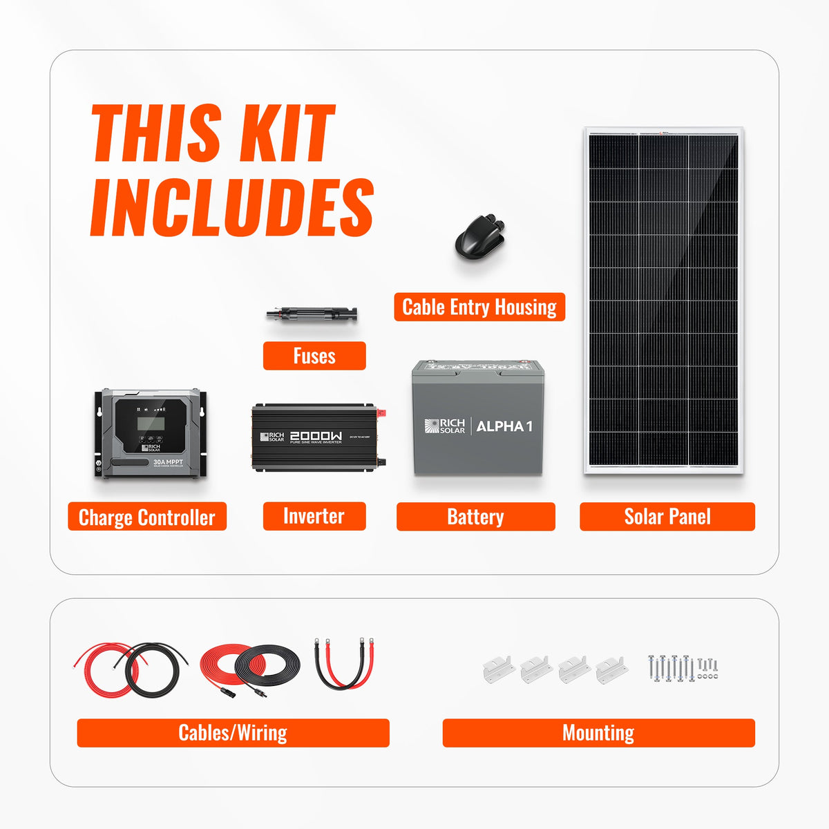 Complete 200W Solar Kit with Battery & Inverter | Off-Grid Solar Power System for RVs, Vans, Cabins & Backup Power | Complete Energy Solution
