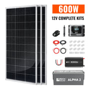 Complete 600W Solar Kit with Battery & Inverter | Off-Grid Solar Power System for RVs, Vans, Cabins & Backup Power | Complete Energy Solution