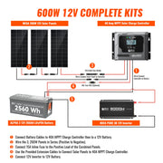 Complete 600W Solar Kit with Battery & Inverter | Off-Grid Solar Power System for RVs, Vans, Cabins & Backup Power | Complete Energy Solution