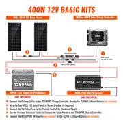Basic 400 Watt Solar Kit | Solar Panel & Charge Controller Kit for RVs, Vans & Off-Grid Applications | Expandable Solar Charging