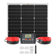 50 Watt Solar Kit | Includes 50W Solar Panel + 30A PWM Solar Controller + Wires and Brackets | DIY Complete Solar Kit without Batteries