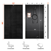 MEGA 100 Onyx – 100W 12V All-Black Solar Panel