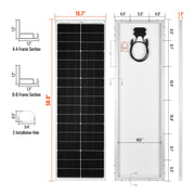 MEGA 100 Slim – 100W 12V Narrow Solar Panel