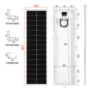 MEGA 100 Slim SLX – 100W 12V Narrow Solar Panel