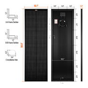 MEGA 100 Slim Onyx – 100W 12V Black Narrow Panel