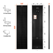 MEGA 130 Slim Onyx – 130W 12V Black Narrow Panel