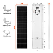 MEGA 130 Slim – 130W 12V Narrow Solar Panel