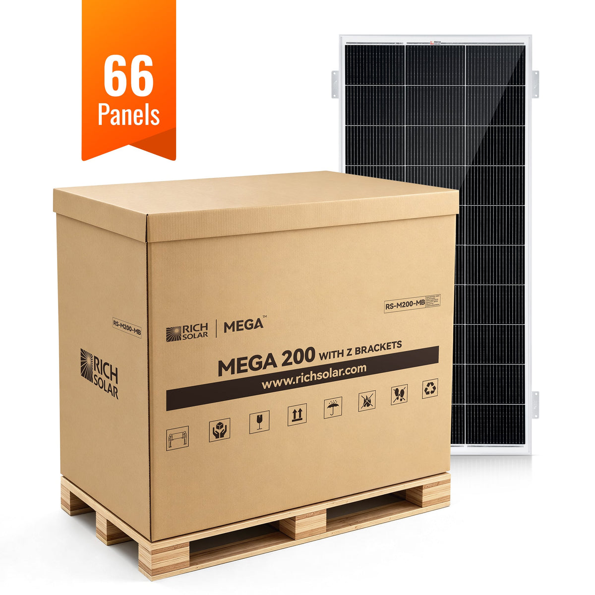 MEGA 200 – 200W 12V Solar Panel with 3/4 Z-Brackets
