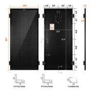 MEGA 200 Onyx – 200W 12V Black Solar Panel with 3/4 Z-Brackets