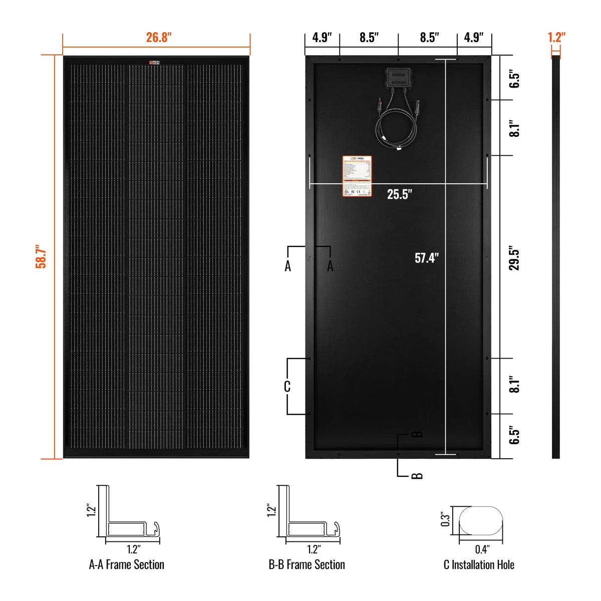 MEGA 200 Pro Onyx – 200W 24V Black Solar Panel
