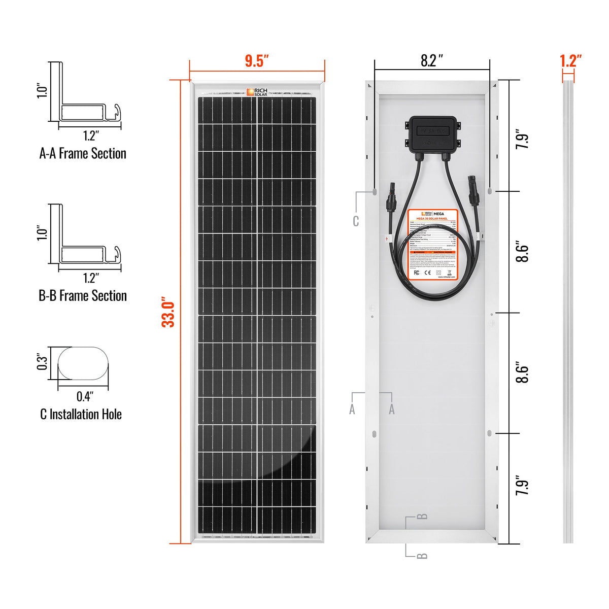 MEGA 35 – 35W 12V Solar Panel