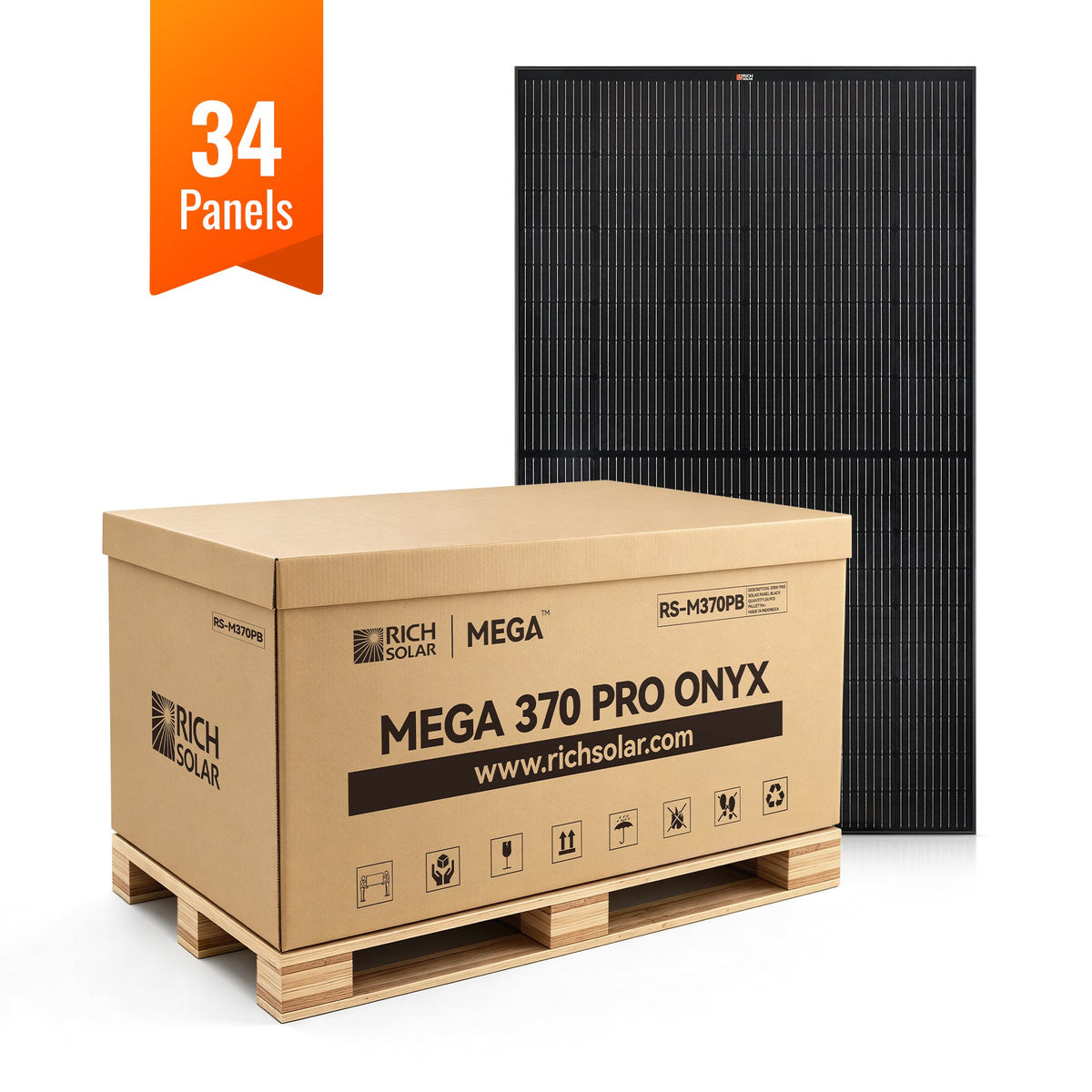 MEGA 370 Pro Onyx 370W 24V solar panel, all-black finish