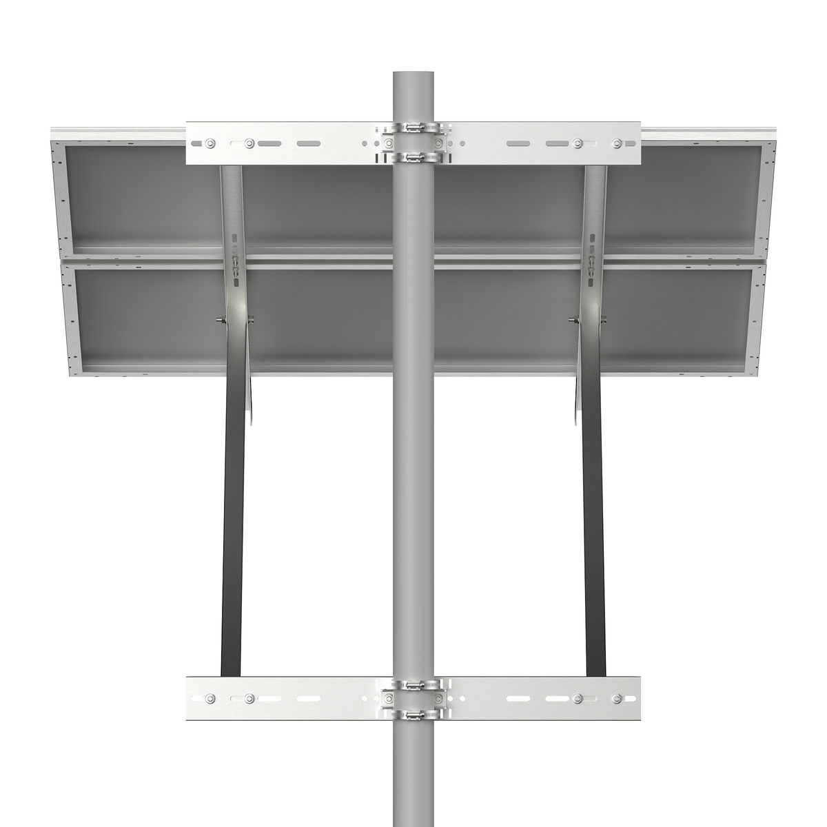 Adjustable Solar Pole Mount Kit – 2 Panels, 25–90° Tilt