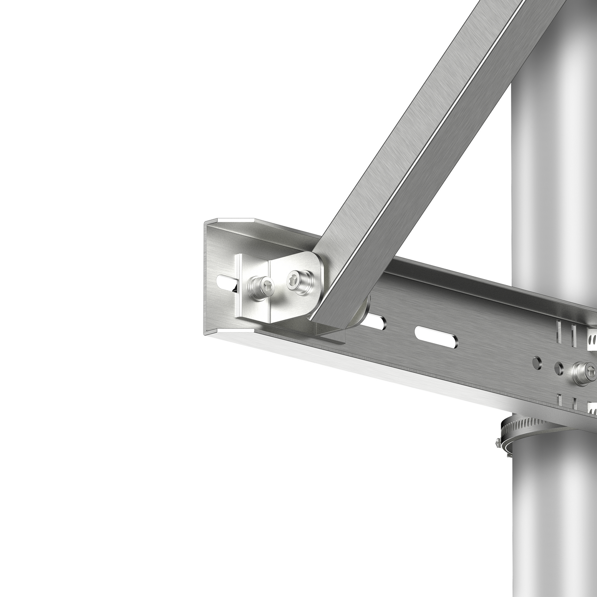 Adjustable Solar Pole Mount Kit – 2 Panels, 25–90° Tilt