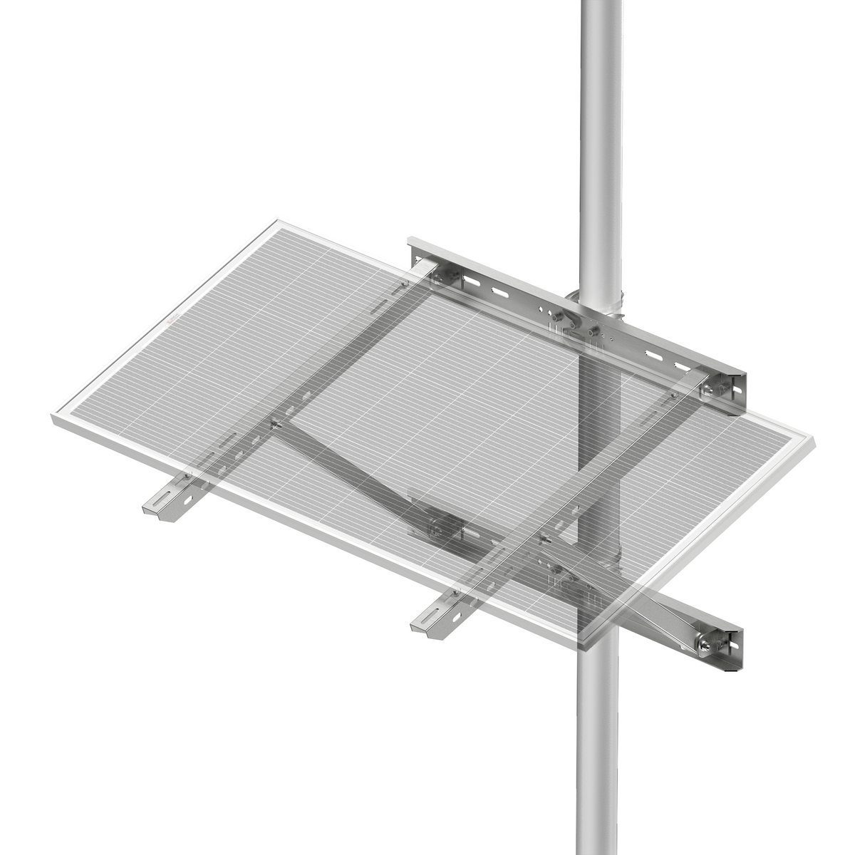 Adjustable Solar Pole Mount Kit – 1 Panel, 25–90° Tilt