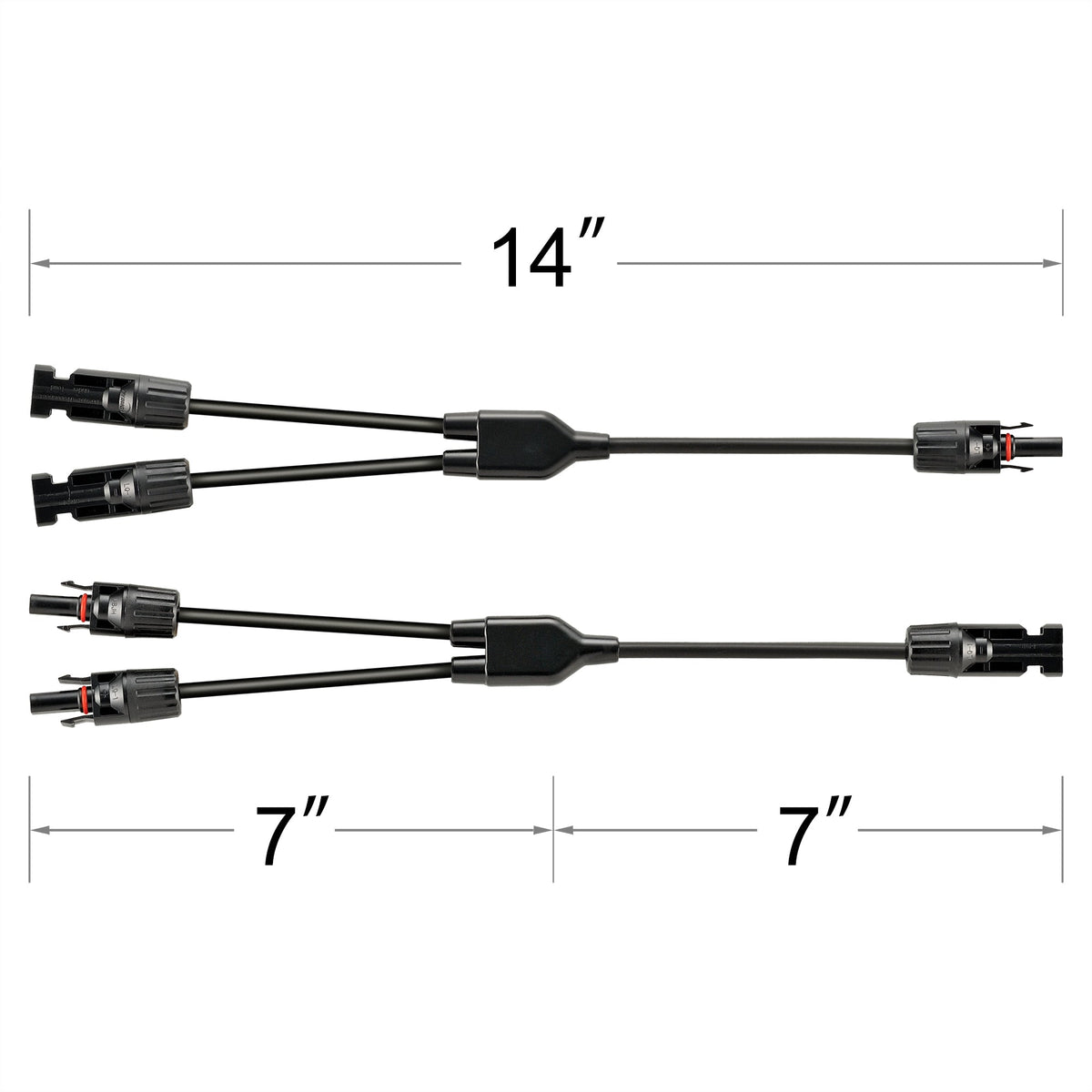 Y Branch 2-to-1 Solar Panel Parallel Adapters | Weatherproof PV Adapters for Solar Connection | Plug and Play