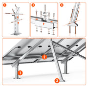 Adjustable Solar Ground Mount for 1–4 Panels (100W–150W)