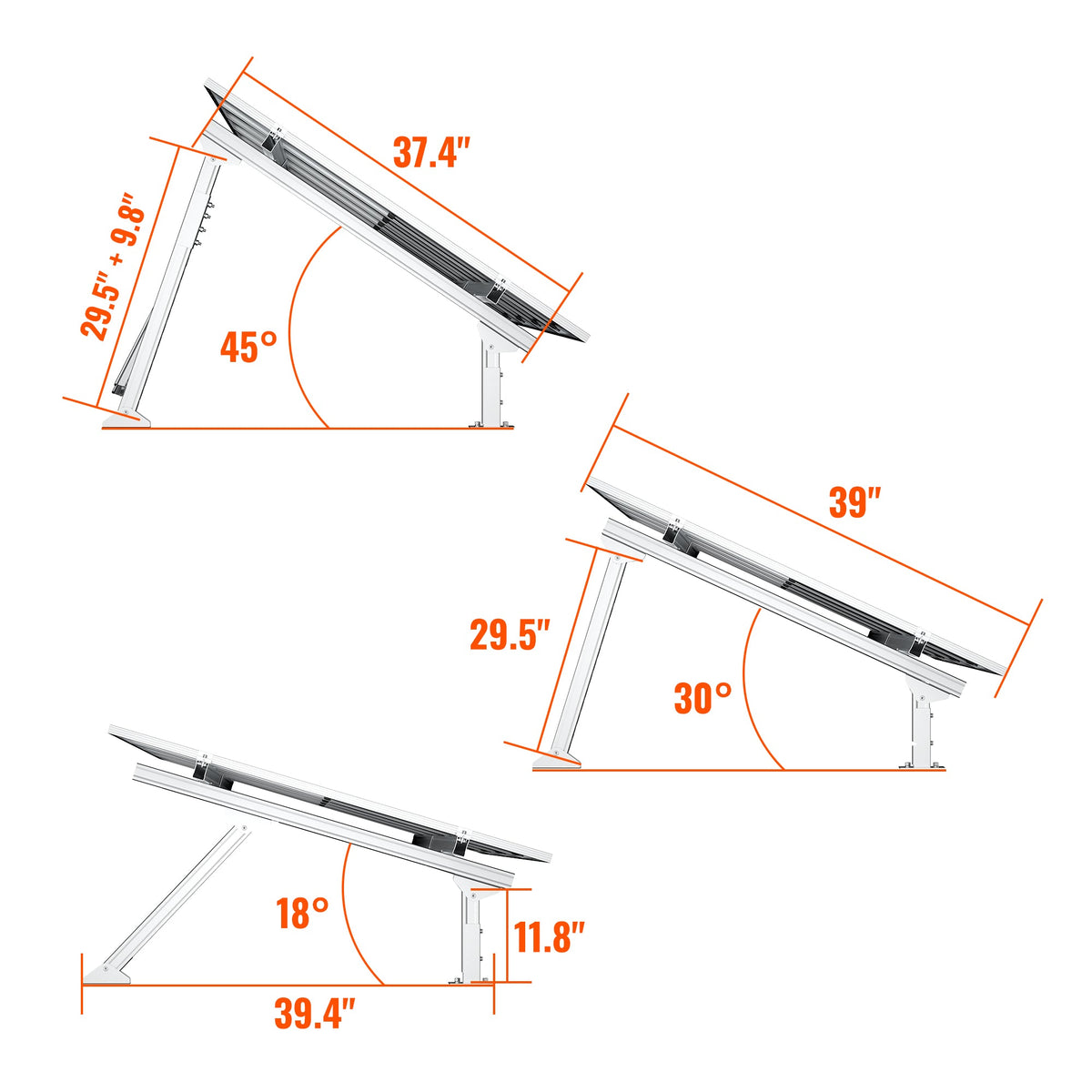 Adjustable Solar Ground Mount for 1–4 Panels (100W–150W)