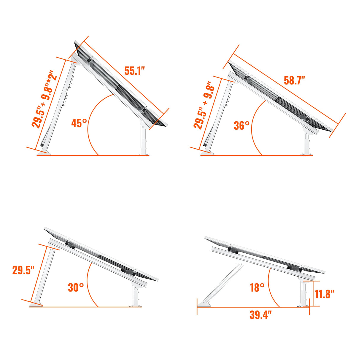 Adjustable Solar Ground Mount for 1–4 Panels (200W–250W)