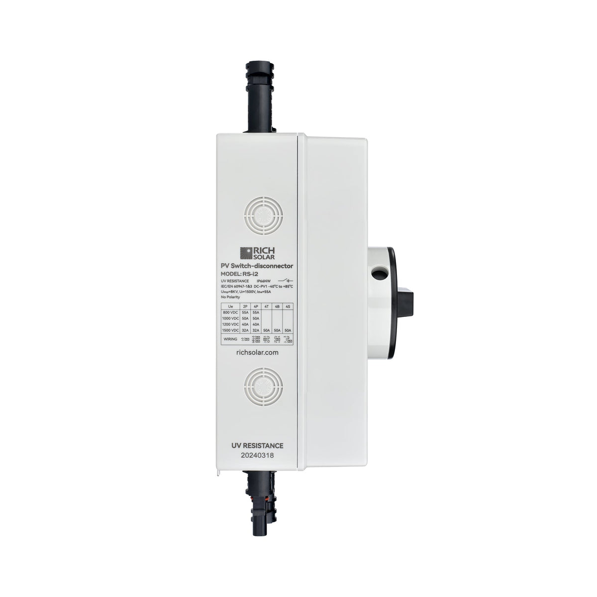 PV DC Disconnect Switch – 1500V 40A, 2-Pole, 1 String